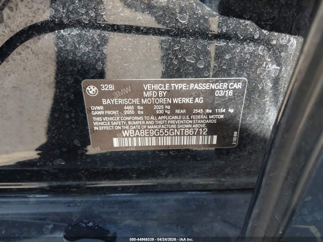 Aukcja sprzedaży 2016 Bmw 328i, vin: WBA8E9G55GNT86712, numer aukcji: 44966339