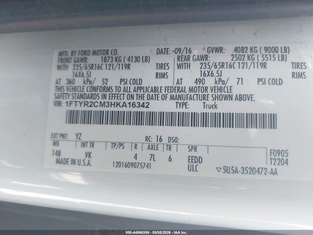 Ford Transit-250 2017 1FTYR2CM3HKA16342 Image 9