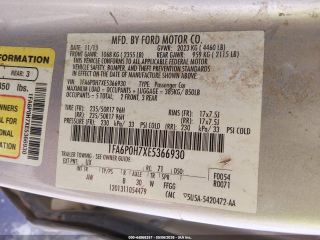 Ford FUSION SE 2014 1FA6P0H7XE5366930 Image 9