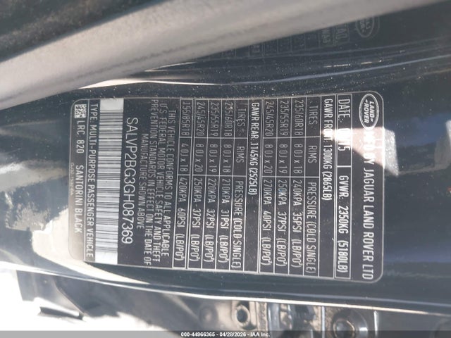 SALVP2BG3GH087369 Land Rover Range Rover Evoque Se/se Premium