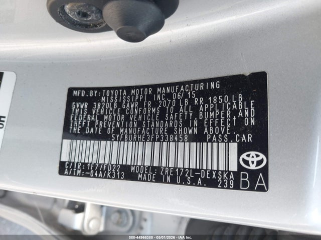 Toyota Corolla S Plus 2015 5YFBURHE3FP338458 Image 9