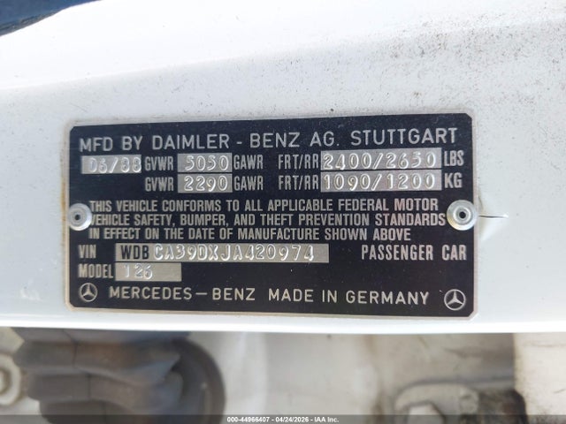 Продаж на аукціоні авто 1988 Mercedes-benz 560 Sel, vin: WDBCA39DXJA420974, номер лоту: 44966407
