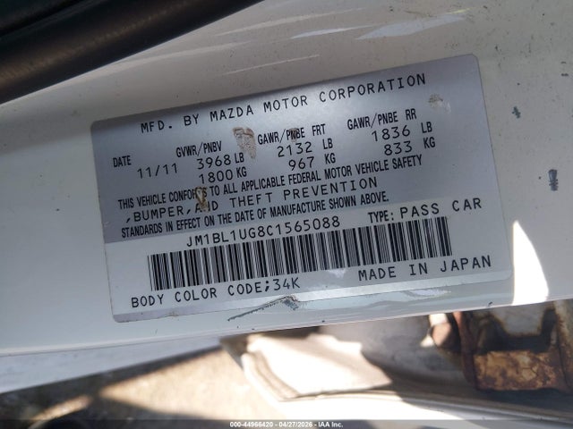 2012 Mazda Mazda3 I Sport მანქანა იყიდება აუქციონზე, vin: JM1BL1UG8C1565088, აუქციონის ნომერი: 44966420