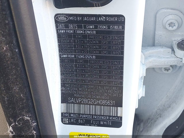 SALVP2BG2GH085631 Land Rover Range Rover Evoque Se/se Premium