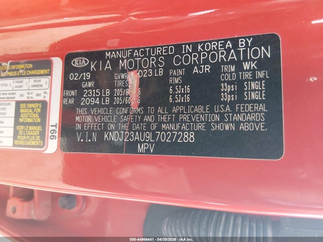 KNDJ23AU9L7027288 KIA SOUL S