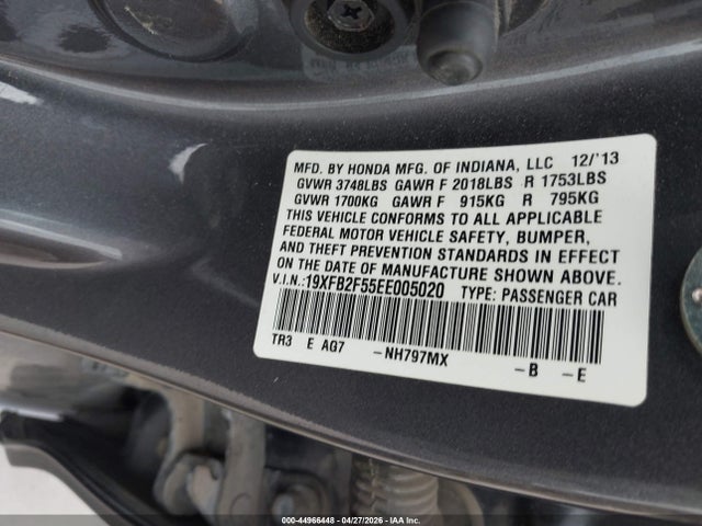 Продажа на аукционе авто 2014 Honda Civic Lx, vin: 19XFB2F55EE005020, номер лота: 44966448