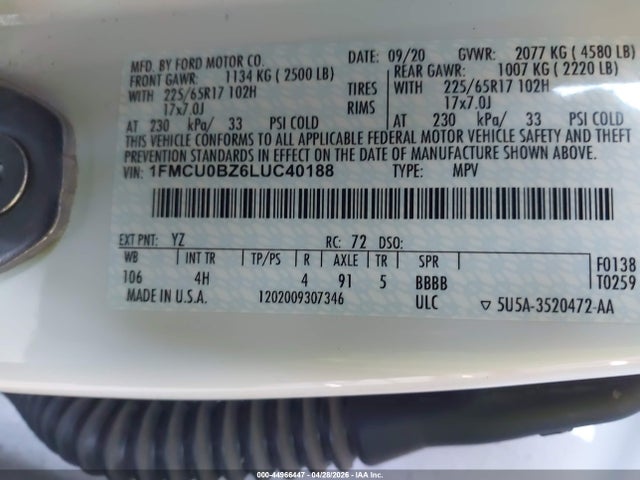 1FMCU0BZ6LUC40188 Ford Escape Se Sport Hybrid