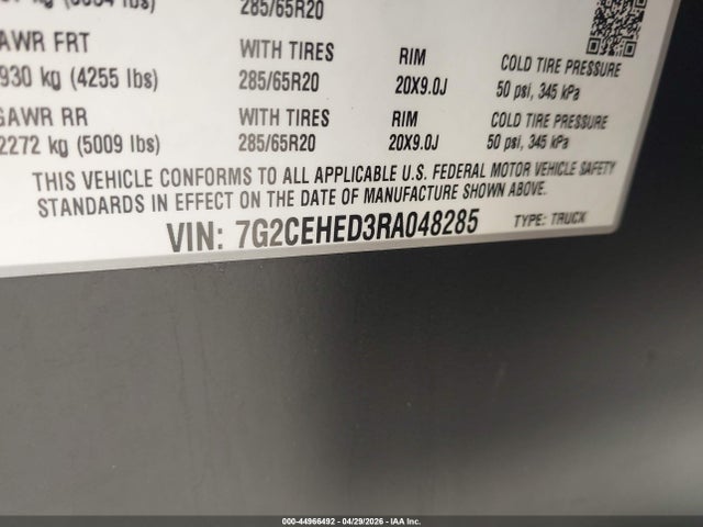 44966492 :رقم المزاد ، 7G2CEHED3RA048285 vin ، 2024 Tesla Cybertruck مزاد بيع