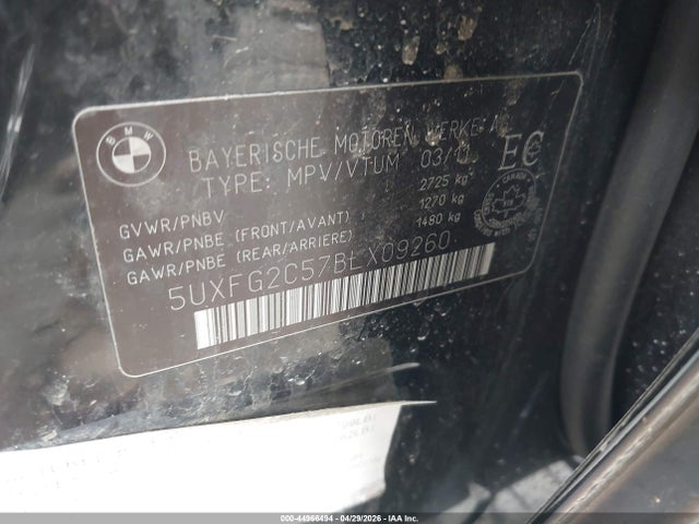 2011 Bmw X6 Xdrive35i მანქანა იყიდება აუქციონზე, vin: 5UXFG2C57BLX09260, აუქციონის ნომერი: 44966494