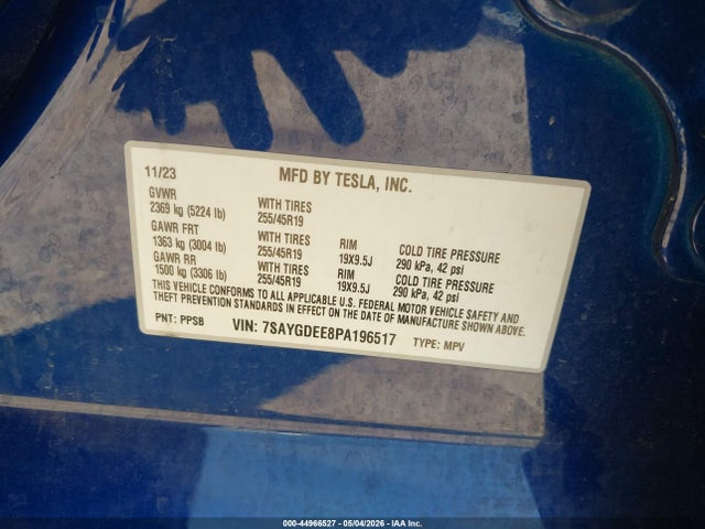 Aukcja sprzedaży 2023 Tesla Model Y Awd/long Range Dual Motor All-wheel Drive, vin: 7SAYGDEE8PA196517, numer aukcji: 44966527
