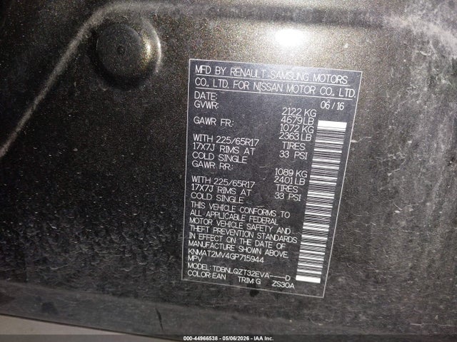 Nissan ROGUE SV 2016 KNMAT2MV4GP715944 Image 9