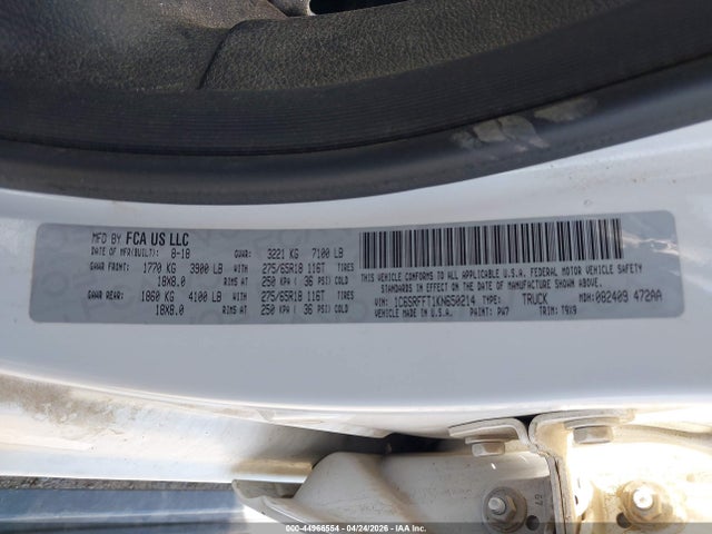 Продажа на аукционе авто 2019 Ram 1500, vin: 1C6SRFFT1KN650214, номер лота: 44966554