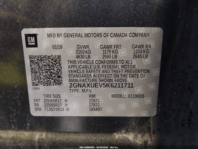 Chevrolet EQUINOX LT 2019 2GNAXUEV5K6211711 Image 9