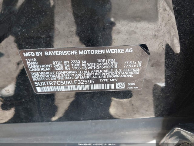Aukcja sprzedaży 2019 Bmw X3 Sdrive30i, vin: 5UXTR7C50KLF32595, numer aukcji: 44966562