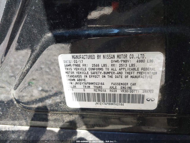 Продаж на аукціоні авто 2017 Infiniti Q50 3.0t Signature Edition, vin: JN1EV7AP8HM742164, номер лоту: 44966613