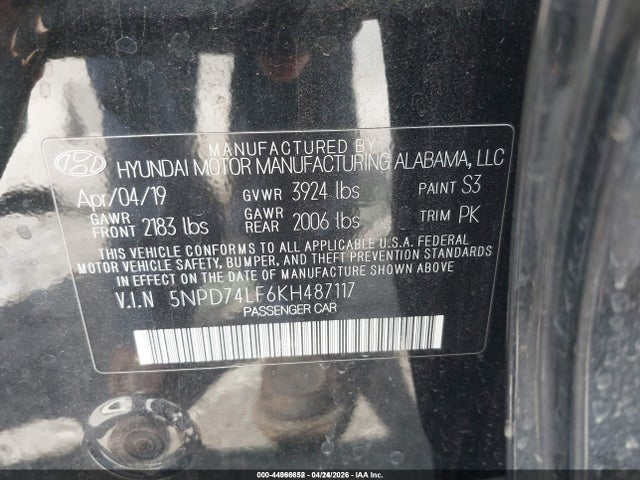 Hyundai ELANTRA SE 2019 5NPD74LF6KH487117 Image 9