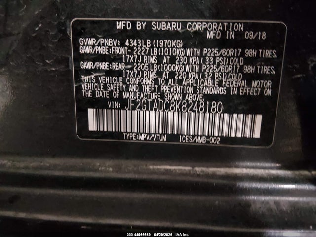 Aukcja sprzedaży 2019 Subaru Crosstrek 2.0i Premium, vin: JF2GTADC8K8248180, numer aukcji: 44966669