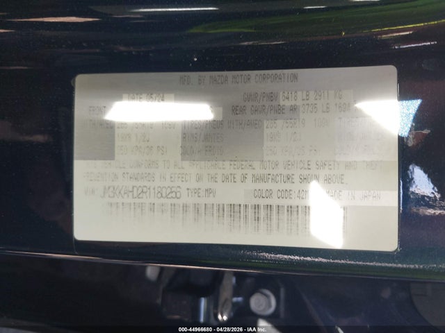 Aukcja sprzedaży 2024 Mazda Cx-90 3.3 Turbo Select, vin: JM3KKAHD2R1180256, numer aukcji: 44966680