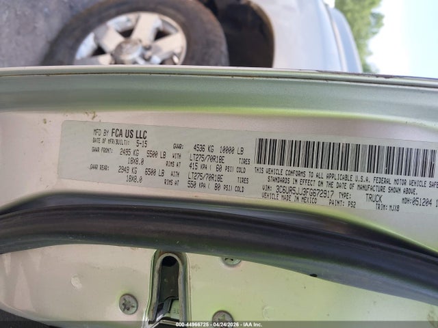 Продаж на аукціоні авто 2015 Ram 2500 Big Horn, vin: 3C6UR5JJ3FG672917, номер лоту: 44966725