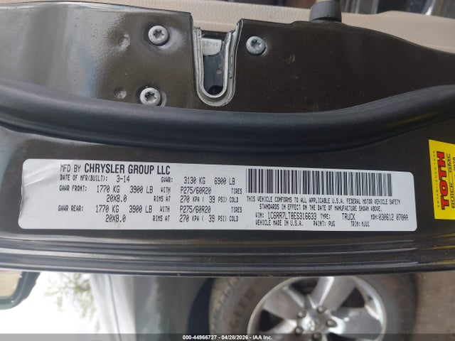 Aukcja sprzedaży 2014 Ram 1500 Big Horn, vin: 1C6RR7LT8ES316633, numer aukcji: 44966727