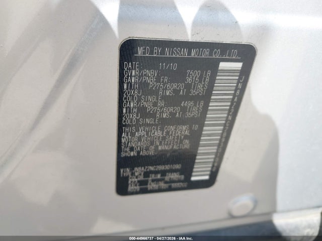 Aukcja sprzedaży 2011 Infiniti Qx56, vin: JN8AZ2NC2B9301090, numer aukcji: 44966737