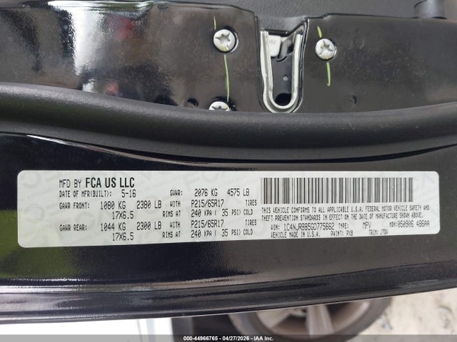 Продаж на аукціоні авто 2016 Jeep Patriot 75th Anniversary, vin: 1C4NJRBB5GD775662, номер лоту: 44966765