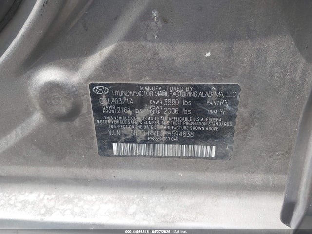 Продаж на аукціоні авто 2015 Hyundai Elantra Se, vin: 5NPDH4AE0FH594838, номер лоту: 44966816