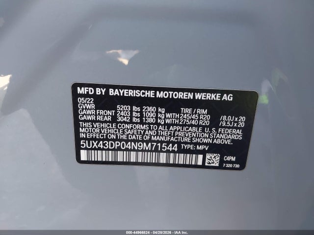 BMW X3 Sdrive30i 2022 5UX43DP04N9M71544 Image 9
