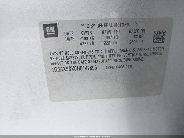 Продажа на аукционе авто 2017 Cadillac Cts Luxury, vin: 1G6AX5SX6H0147896, номер лота: 44966845