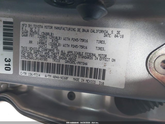 2018 Toyota Tacoma Sr V6 მანქანა იყიდება აუქციონზე, vin: 3TMCZ5AN1JM149705, აუქციონის ნომერი: 44966846