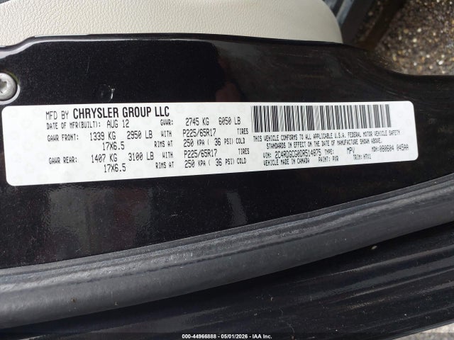 Продаж на аукціоні авто 2013 Dodge Grand Caravan Sxt, vin: 2C4RDGCG0DR514875, номер лоту: 44966888