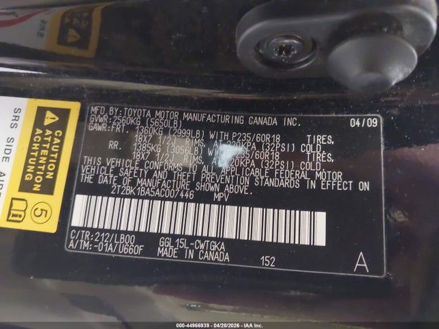 Aukcja sprzedaży 2010 Lexus Rx 350, vin: 2T2BK1BA5AC007446, numer aukcji: 44966939