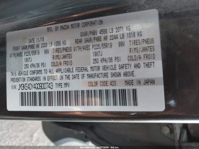 JM3KE4DY4G0900743 Mazda Cx-5 Grand Touring