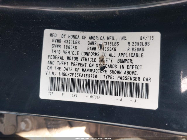 Honda Accord 2015 1HGCR2F55FA165788 Image 21