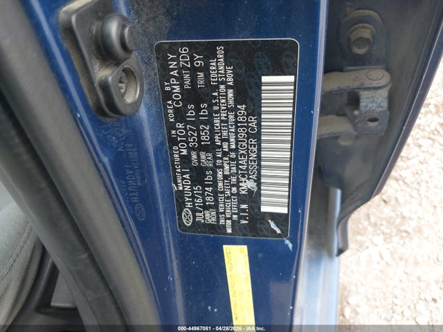 44967081 :رقم المزاد ، KMHCT4AEXGU981894 vin ، 2016 Hyundai Accent Se مزاد بيع