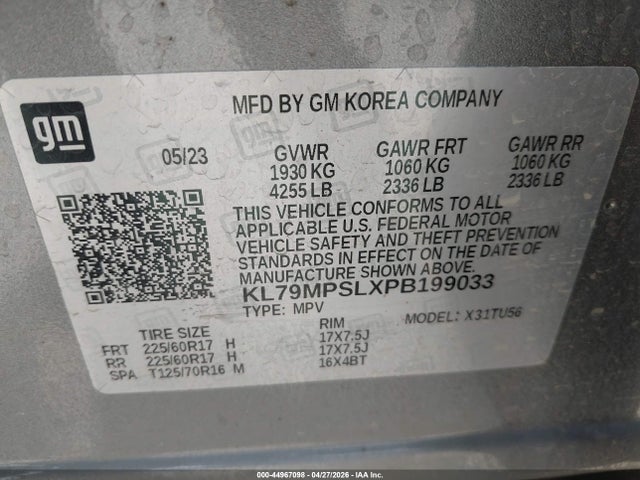 KL79MPSLXPB199033 Chevrolet Trailblazer Fwd Lt