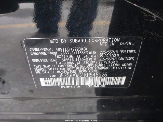 Subaru Forester Touring 2019 JF2SKAWC4KH545926 Image 9