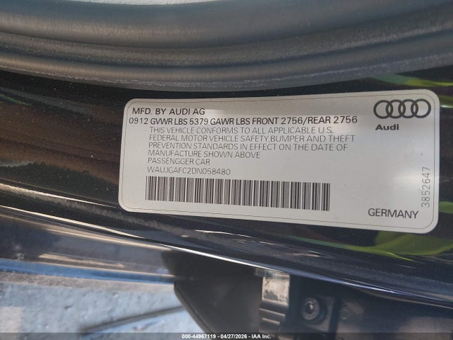 2013 Audi A6 3.0t Premium მანქანა იყიდება აუქციონზე, vin: WAUJGAFC2DN058480, აუქციონის ნომერი: 44967119