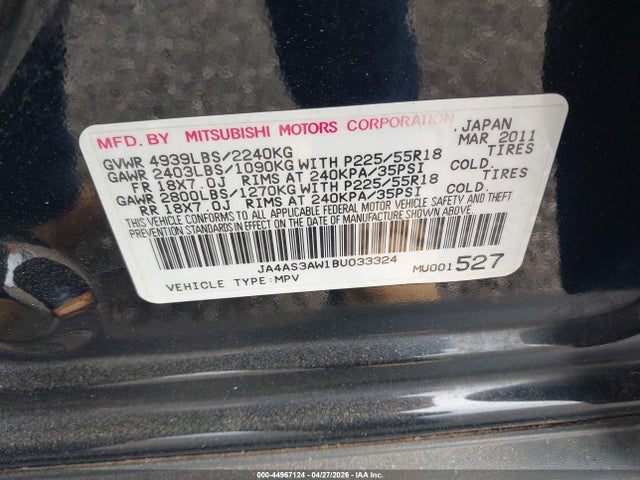 Продаж на аукціоні авто 2011 Mitsubishi Outlander Se, vin: JA4AS3AW1BU033324, номер лоту: 44967124