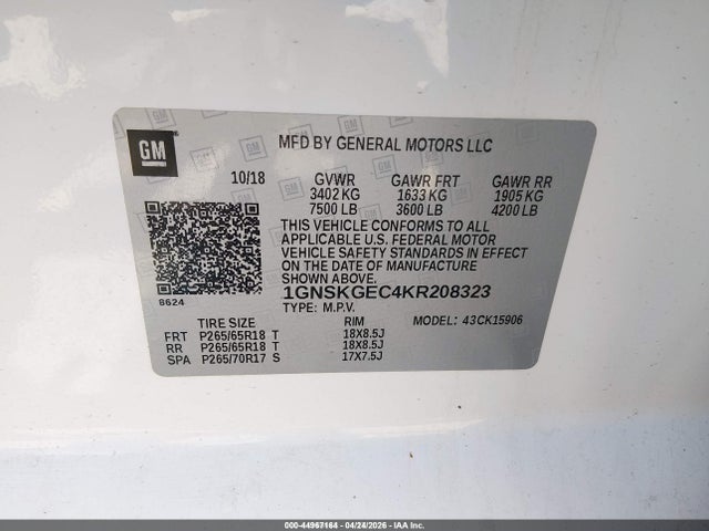 Chevrolet Suburban Ls 2019 1GNSKGEC4KR208323 Image 9
