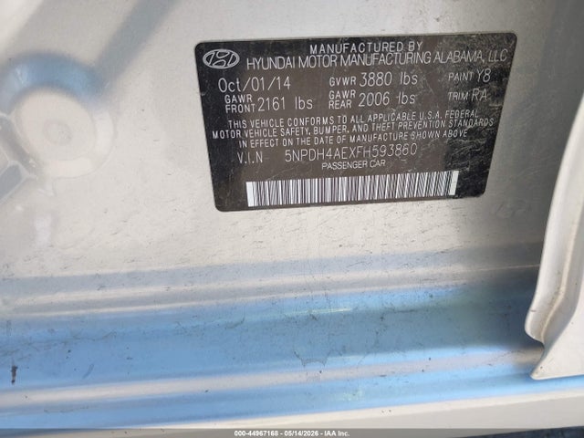 Продаж на аукціоні авто 2015 Hyundai Elantra Se, vin: 5NPDH4AEXFH593860, номер лоту: 44967168