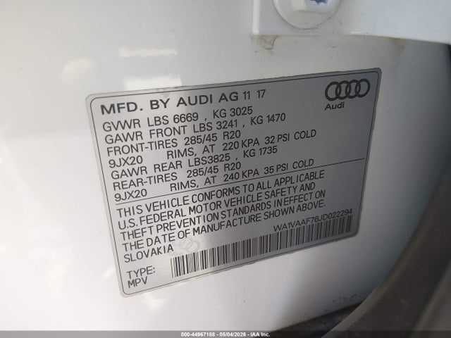 Aukcja sprzedaży 2018 Audi Q7 3.0t Premium, vin: WA1VAAF76JD022294, numer aukcji: 44967188