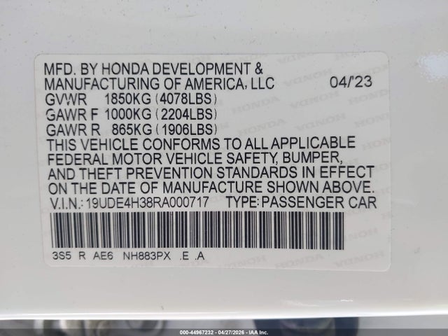 Продаж на аукціоні авто 2024 Acura Integra A-spec, vin: 19UDE4H38RA000717, номер лоту: 44967232