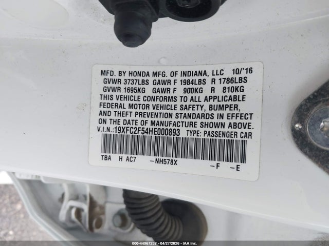 19XFC2F54HE000893 Honda Civic Lx