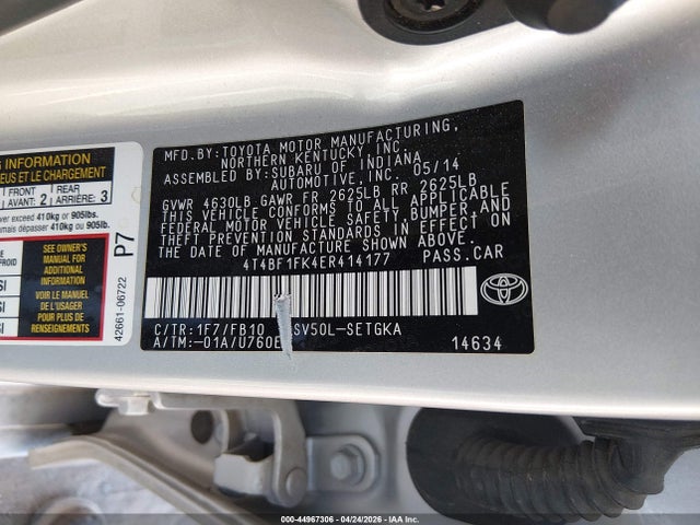 Toyota CAMRY XLE 2014 4T4BF1FK4ER414177 Image 9