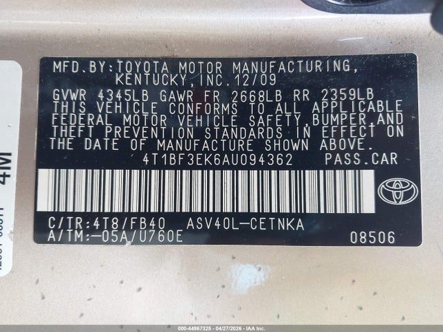 Aukcja sprzedaży 2010 Toyota Camry Le, vin: 4T1BF3EK6AU094362, numer aukcji: 44967325
