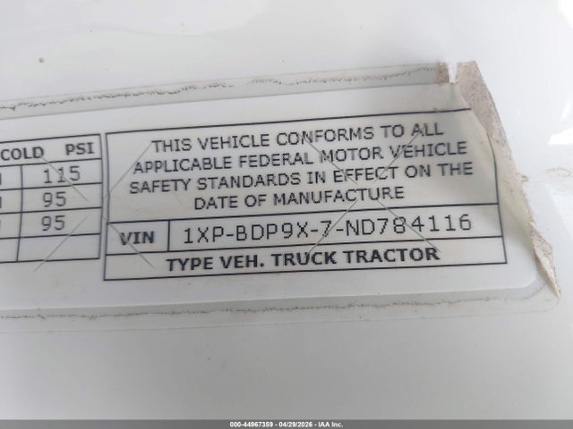 Продажа на аукционе авто 2022 Peterbilt 579, vin: 1XPBDP9X7ND784116, номер лота: 44967359