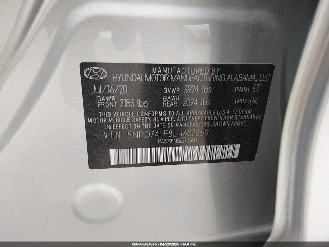 Hyundai ELANTRA SE 2020 5NPD74LF8LH607050 Image 9