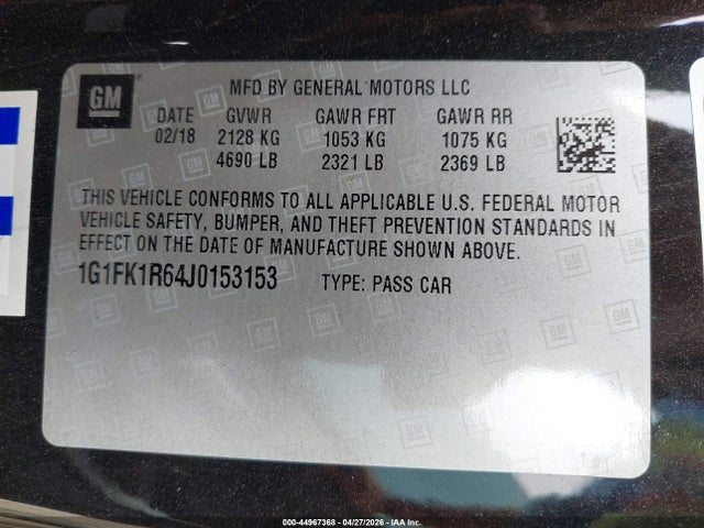 1G1FK1R64J0153153 Chevrolet CAMARO ZL1