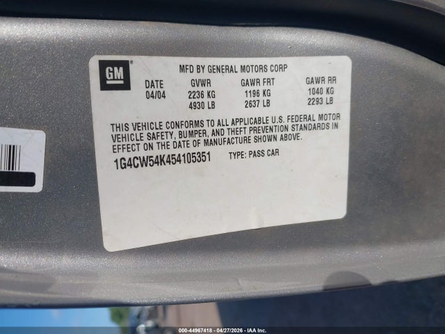 Aukcja sprzedaży 2005 Buick Park Avenue, vin: 1G4CW54K454105351, numer aukcji: 44967418